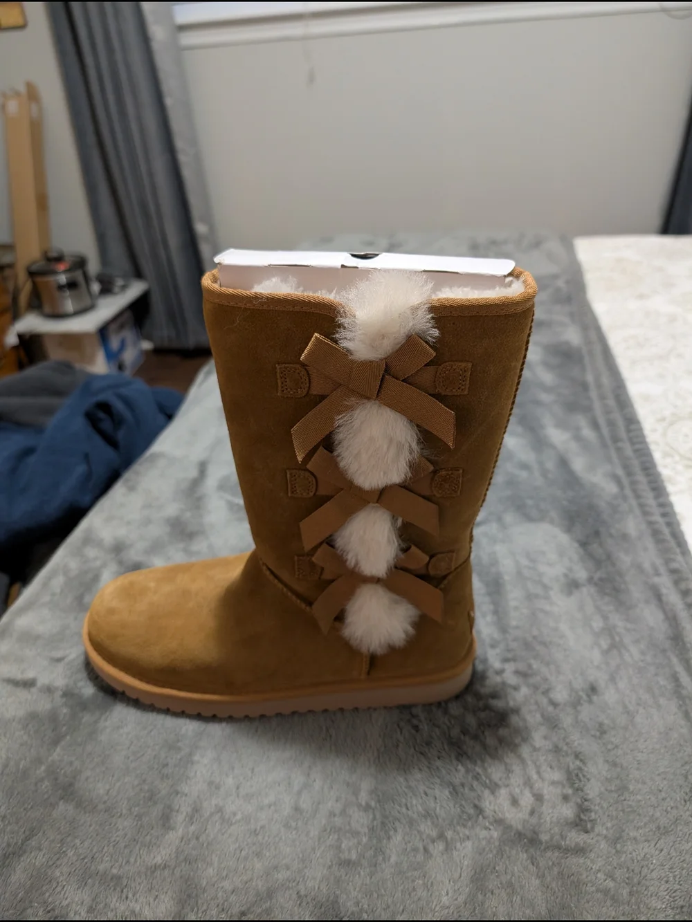 Koolaburra Chestnut Suede Shearling Mid-Calf Boots
